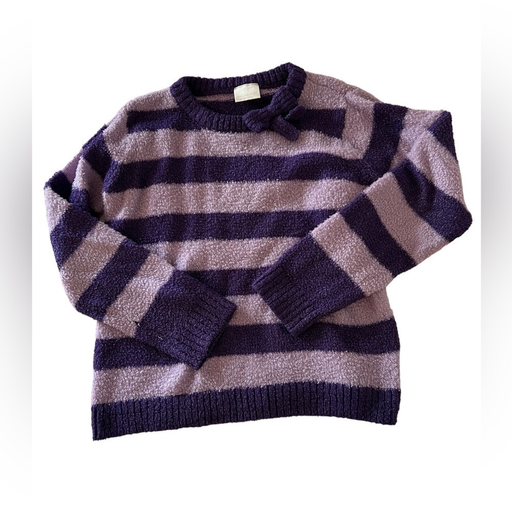 Hanna Andersson Fuzzy Purple Stipe Lurex Sweater Bow
Accent Girl's Size 12